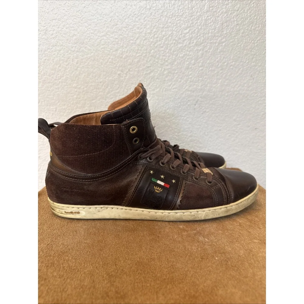 Pantofola d'Oro Italian‎ Leather High Top Sneakers Brown Suede Men's EU 45 US 12